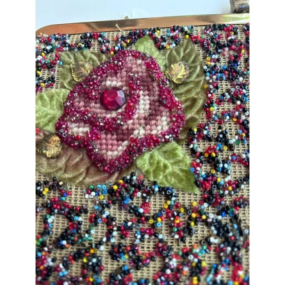 Vintage Beaded 1950’s Original Soure Bag/ Evening Clutch